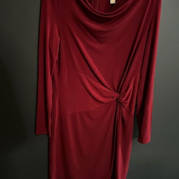 Michael Kors Scrunch Side Long Sleeve Scoop Front Dress Size M - Picture 3 of 8